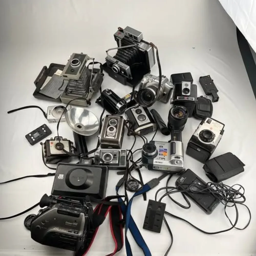 Vintage Camera and Camcorder Lot - Polaroid, Kodak, JVC, Sony UNTESTED